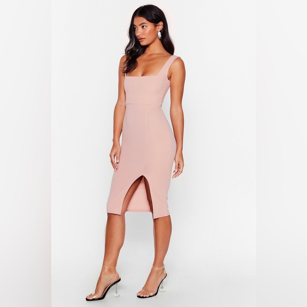 NWT Nasty Gal Squarin to Go Midi Dress - Picture 3 of 10